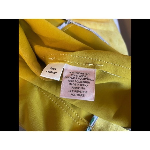 Philosophy Faux Leather‎ Jacket Women's Small Yellow Open Front Zipper Pockets - Picture 6 of 7